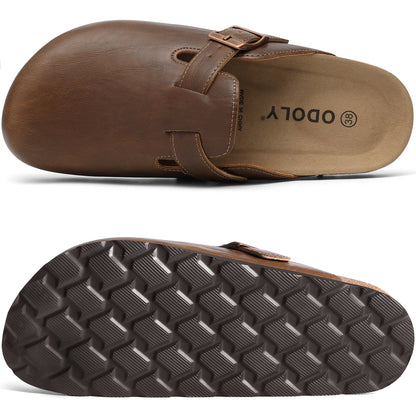Comwarm Vegan Leather Clogs for Womens Mens, Cork Footbed Potato Slip On Shoes for Women with Arch Support