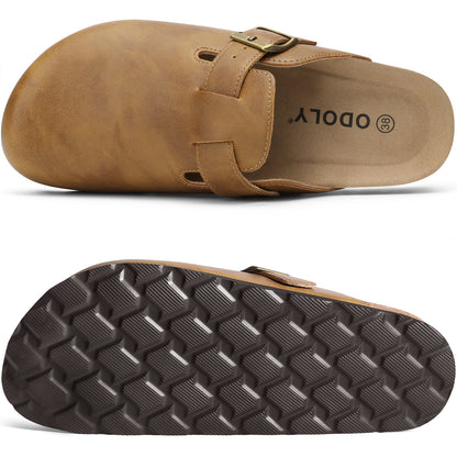 Comwarm Vegan Leather Clogs for Womens Mens, Cork Footbed Potato Slip On Shoes for Women with Arch Support