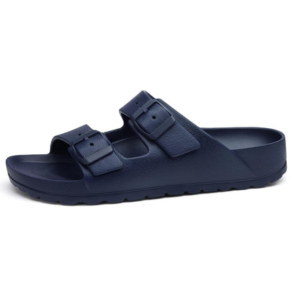 shevalues Women's Comfort Sandals with Medium Arch Support Double Buckle Adjustable EVA Slides for Summer Beach
