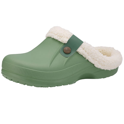Crestar Classic Waterproof Fur Lined Clogs Shoes, Cozy Winter Fuzzy Slippers for Women Men Indoor Outdoor