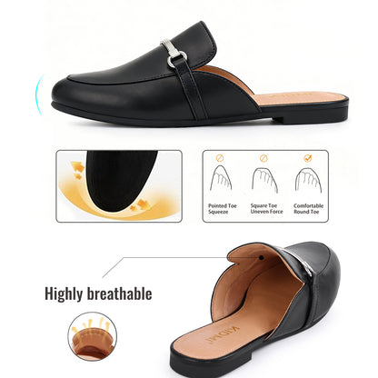 KIDMI Women's Buckle Mules Comfortable Dressy Flats Business Casual Loafers Slip On, Backless