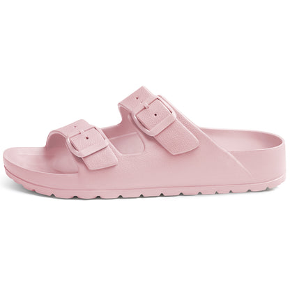 shevalues Women's Comfort Sandals with Medium Arch Support Double Buckle Adjustable EVA Slides for Summer Beach