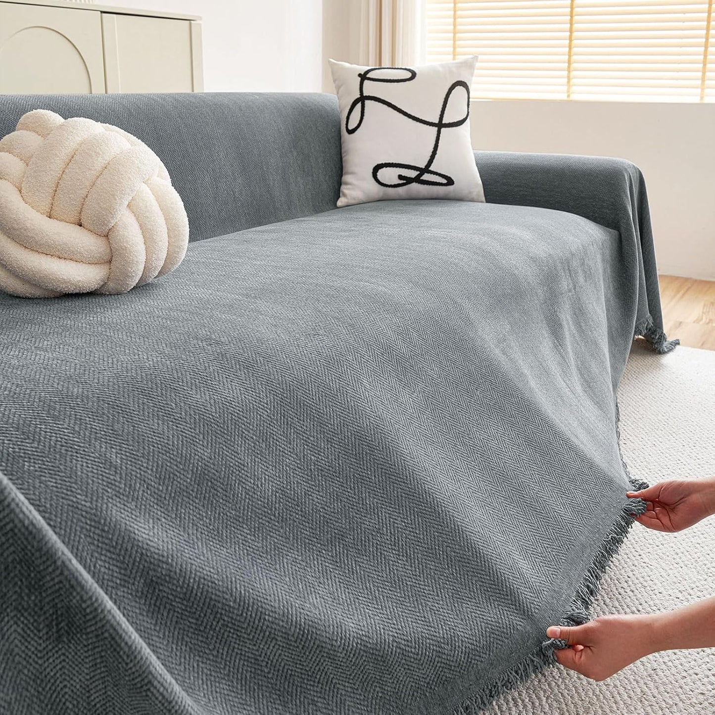 decorUhome Sofa cover for 3-Cushion Couch