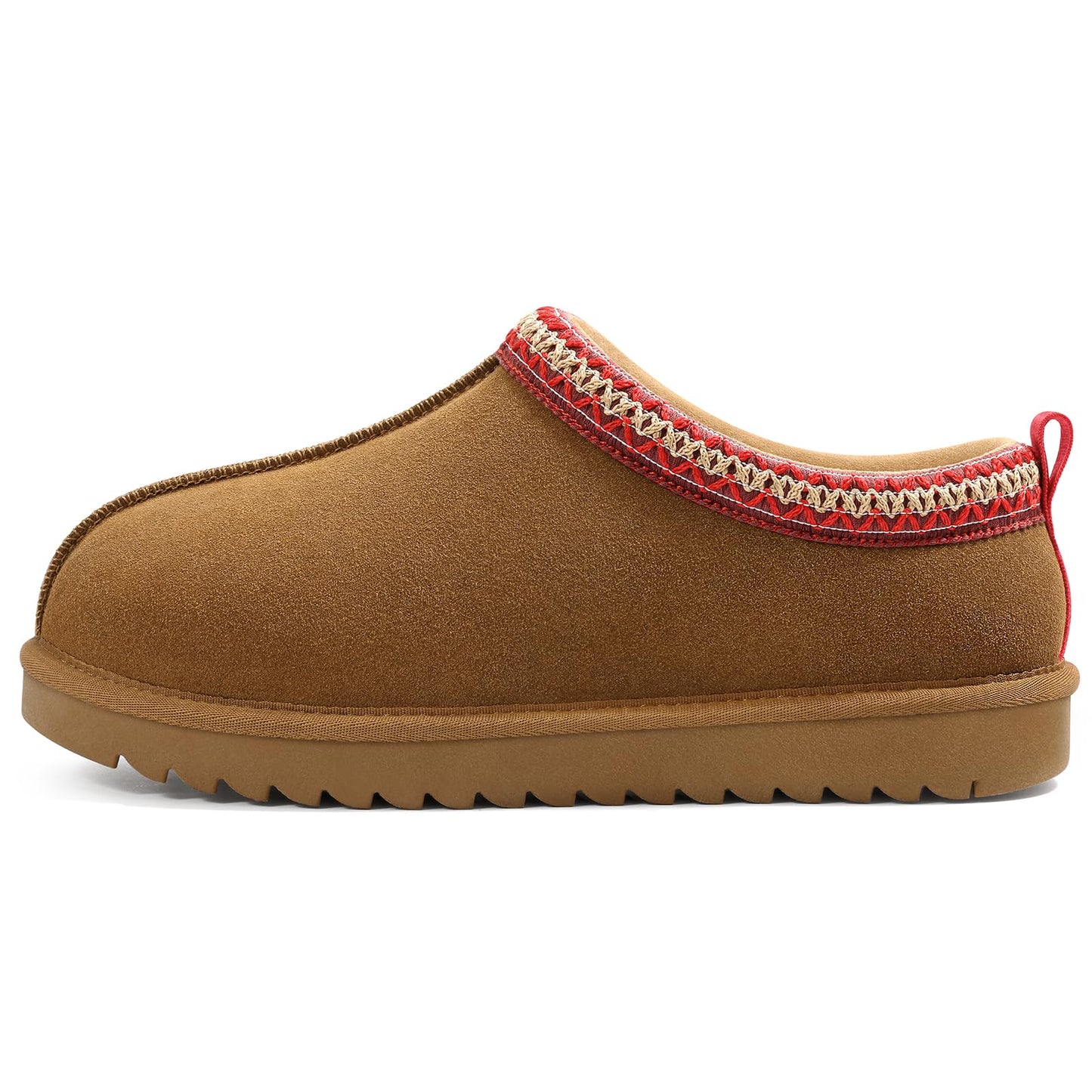 Comwarm Genuine Suede House Fuzzy Slippers for Women Men, Warm Memory Foam Shoes Indoor Outdoor, Khaki