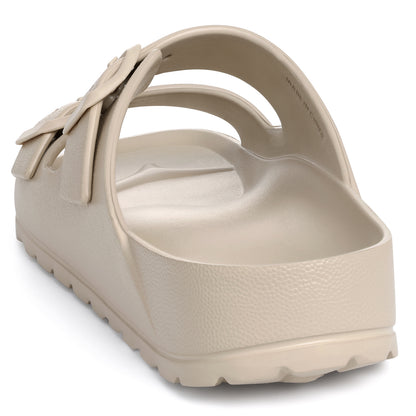 shevalues Women's Comfort Sandals with Medium Arch Support Double Buckle Adjustable EVA Slides for Summer Beach