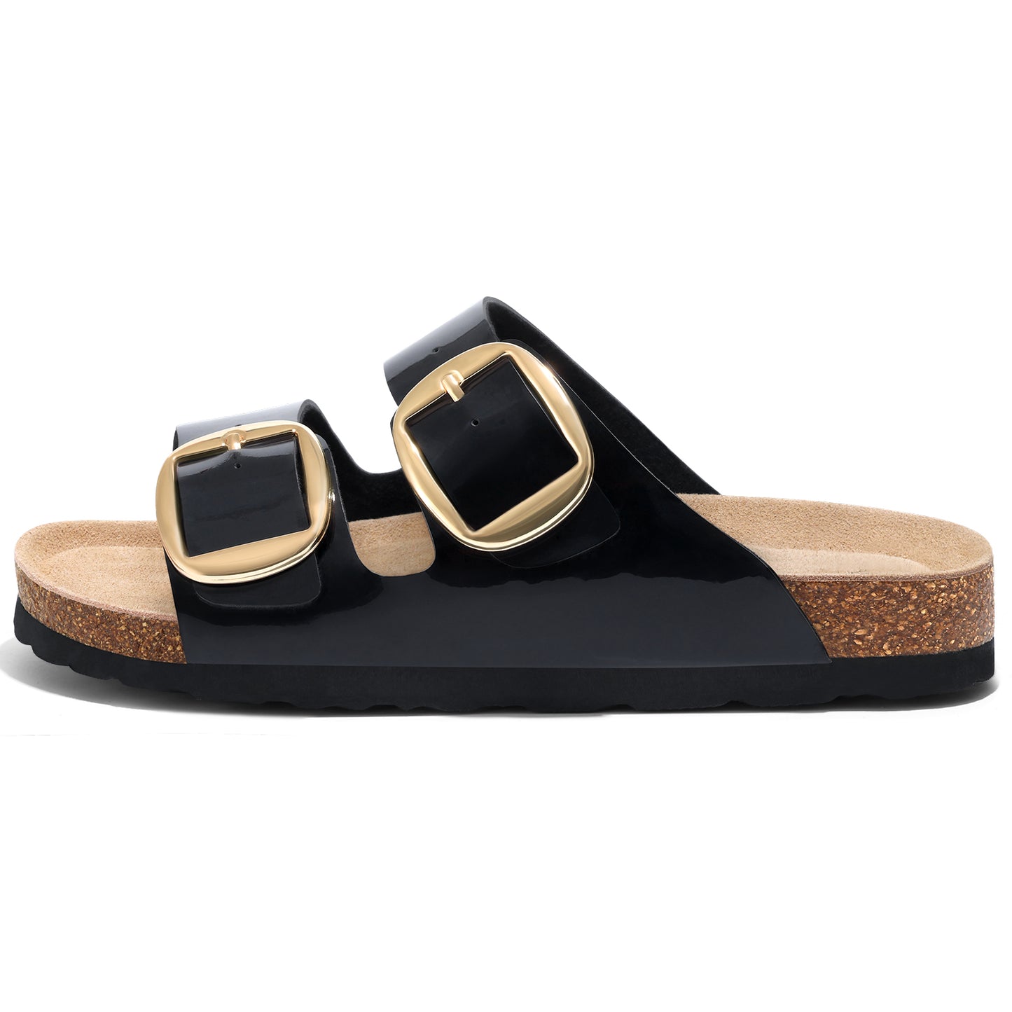 Comwarm Women's Cork Footbed Slide Sandals, Comfortable Arch Support Summer Slip On Sandals with Adjustable Buckle