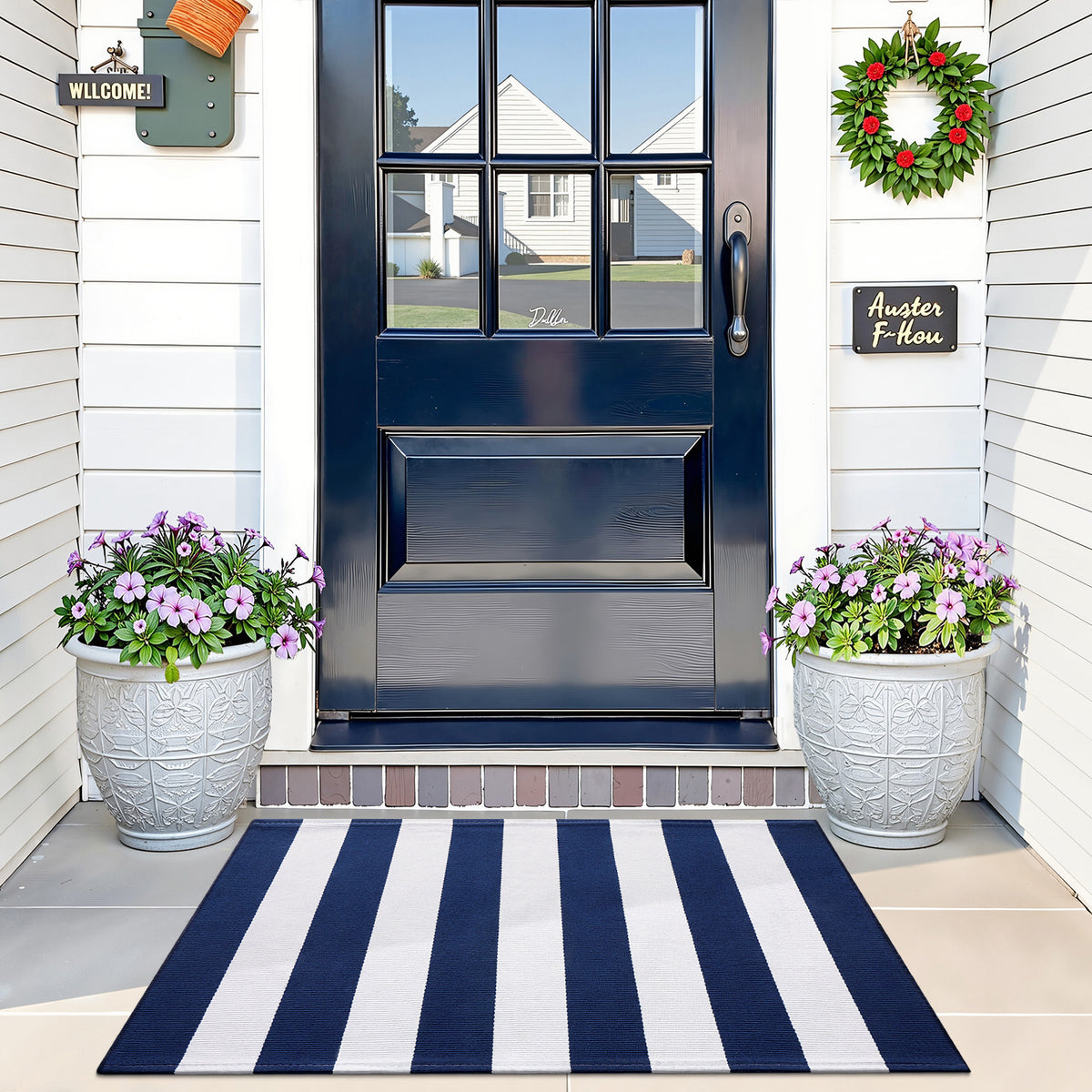 Buganda Black and White Striped Area Rug
