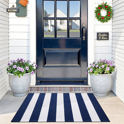 Buganda Black and White Striped Area Rug