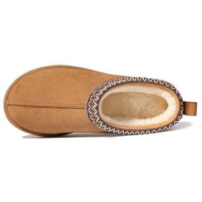 Litfun Women's Suede Fuzzy Slippers Winter House Shoes Cozy Mini Boots for Indoor Outdoor