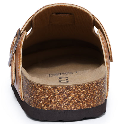 Comwarm Vegan Leather Clogs for Womens Mens, Cork Footbed Potato Slip On Shoes for Women with Arch Support