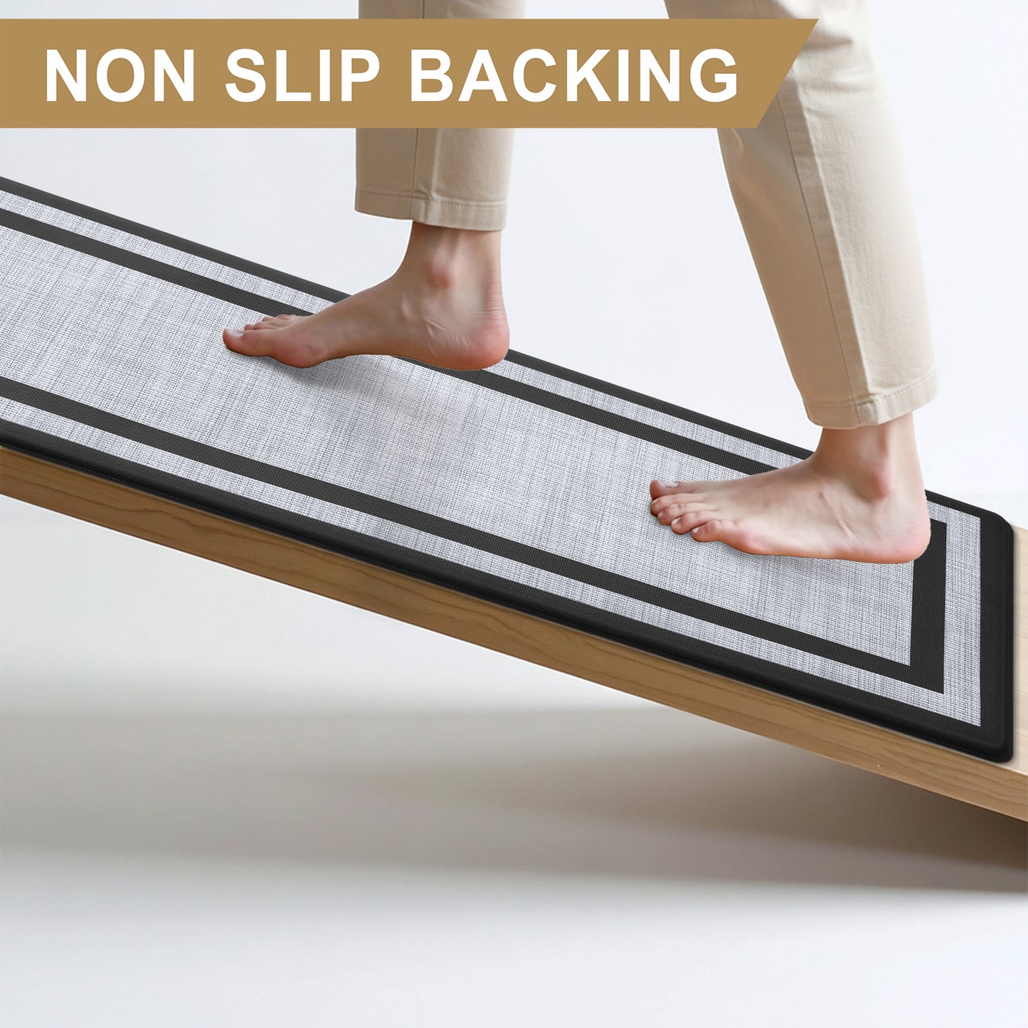 Buganda Kitchen Mats Anti Fatigue, 17.3"x29", Black