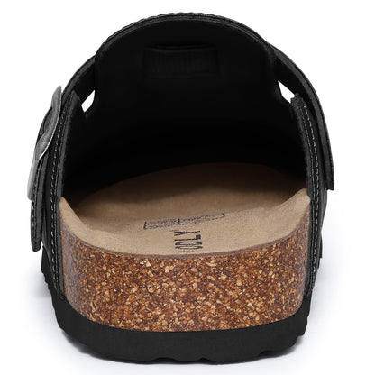 Comwarm Vegan Leather Clogs for Womens Mens, Cork Footbed Potato Slip On Shoes for Women with Arch Support