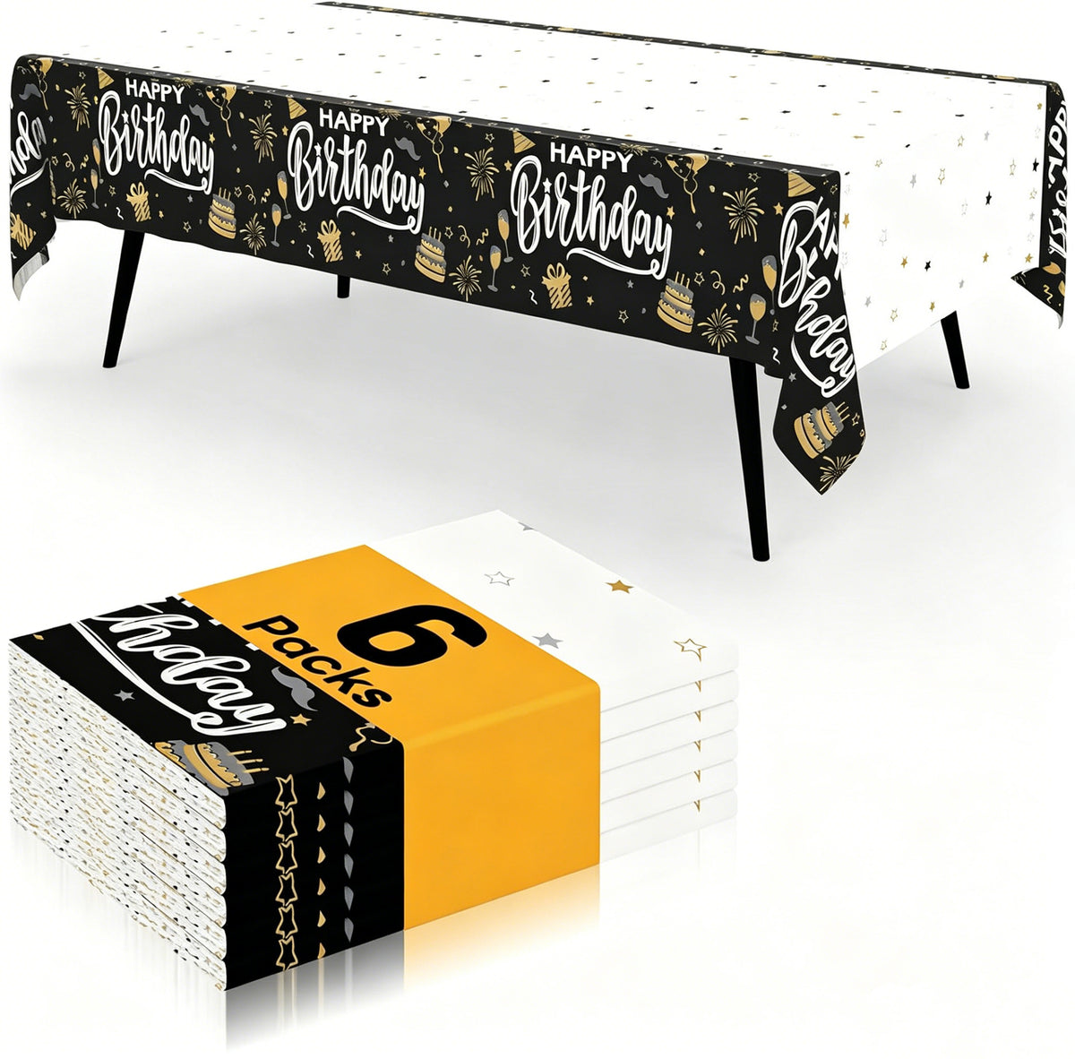 decorUhome Disposable Halloween Tablecloth - 6 Pack, Happy Birthday