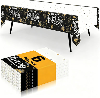 decorUhome Disposable Halloween Tablecloth - 6 Pack, Happy Birthday
