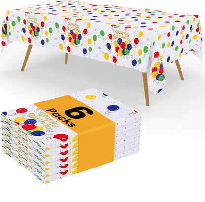 decorUhome Disposable Halloween Tablecloth - 6 Pack, Colorful Balloons