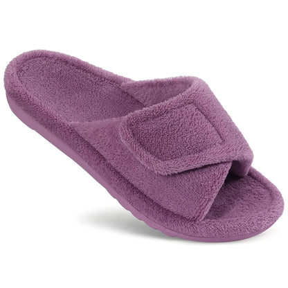 Smile Popcorn Orthopedic Slippers for Women Arch Support Slide Slippers Adjustable Open Toe House Shoes