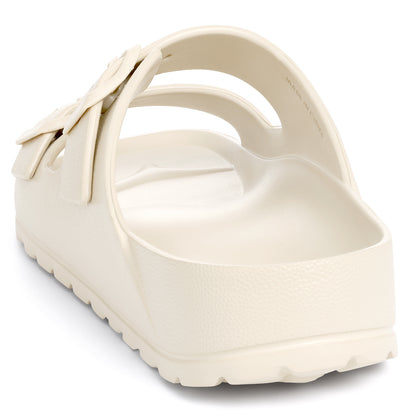 shevalues Women's Comfort Sandals with Medium Arch Support Double Buckle Adjustable EVA Slides for Summer Beach