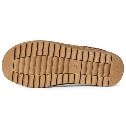 Comwarm Genuine Suede House Fuzzy Slippers for Women Men, Warm Memory Foam Shoes Indoor Outdoor, Khaki