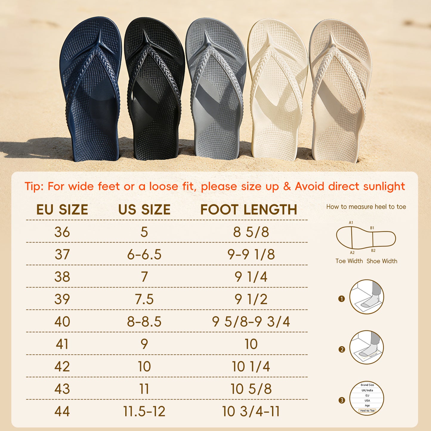 KIDMI Arch Support Flip Flops for Womens Comfortable Orthopedic Sandals for Plantar Fasciitis Beach Thong Slides
