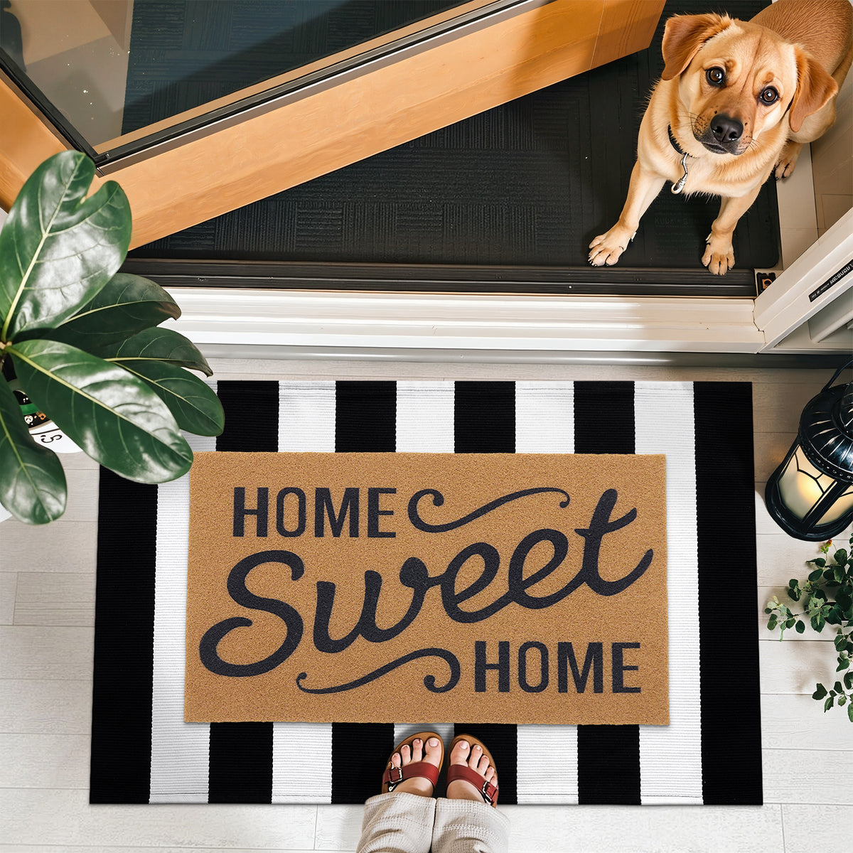 Buganda Black and White Striped Area Rug