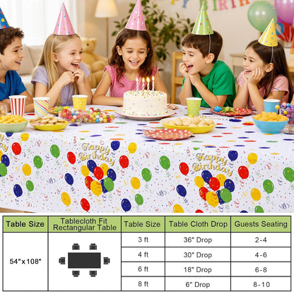 decorUhome Disposable Halloween Tablecloth - 6 Pack, Colorful Balloons