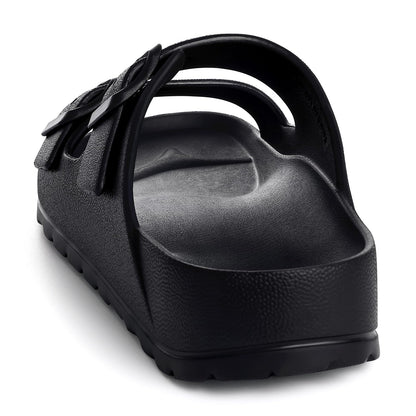 shevalues Women's Comfort Sandals with Medium Arch Support Double Buckle Adjustable EVA Slides for Summer Beach