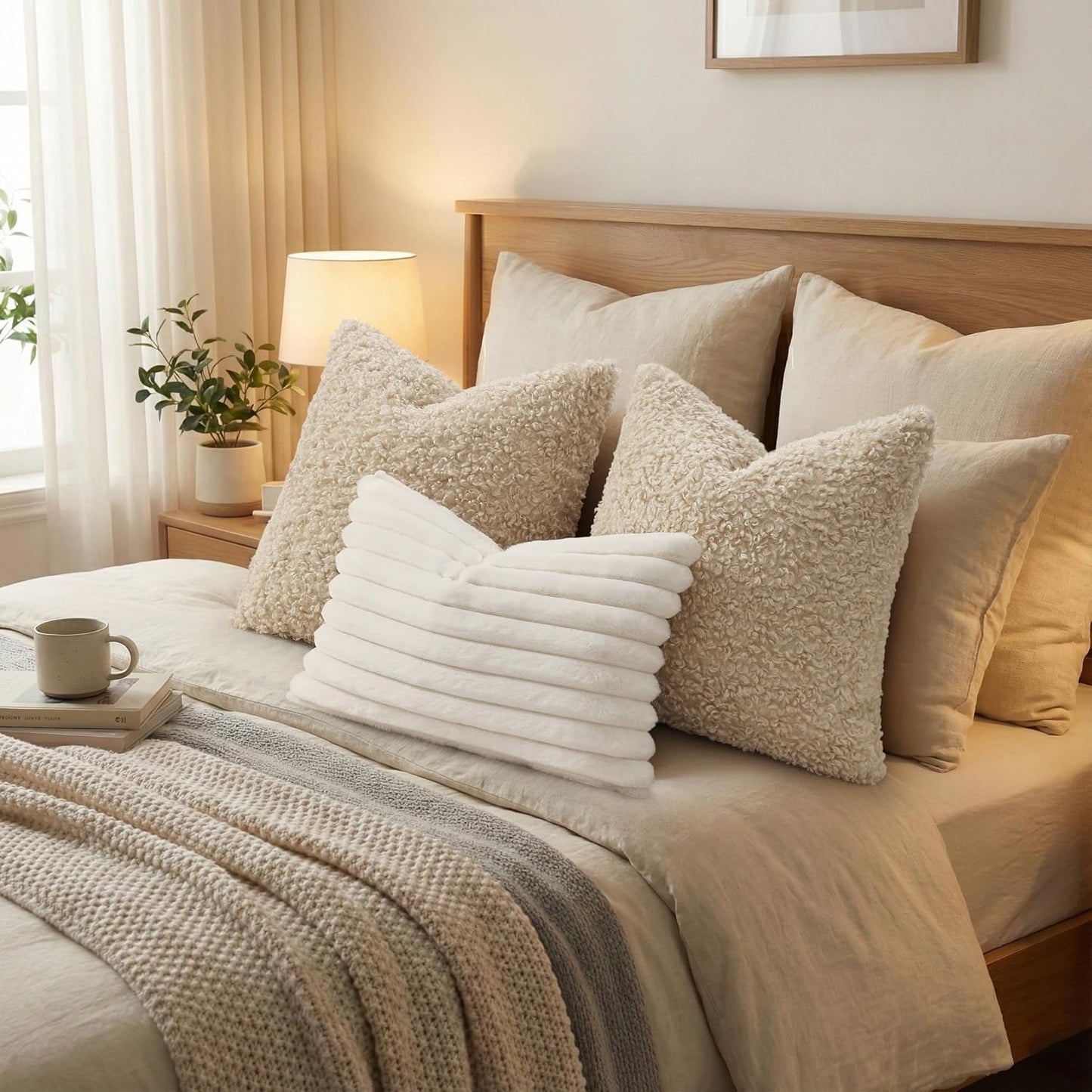 decorUhome 2 Pack Faux Fur Decorative Sherpa Throw Pillow Covers