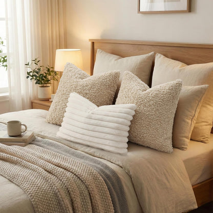 decorUhome 2 Pack Faux Fur Decorative Sherpa Throw Pillow Covers