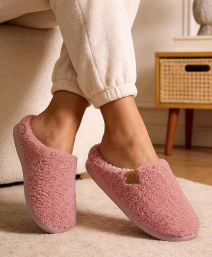 Evshine Memory Foam Fuzzy Slippers for Women Curly Fleece House Shoes Cozy Warm Indoor Slip on
