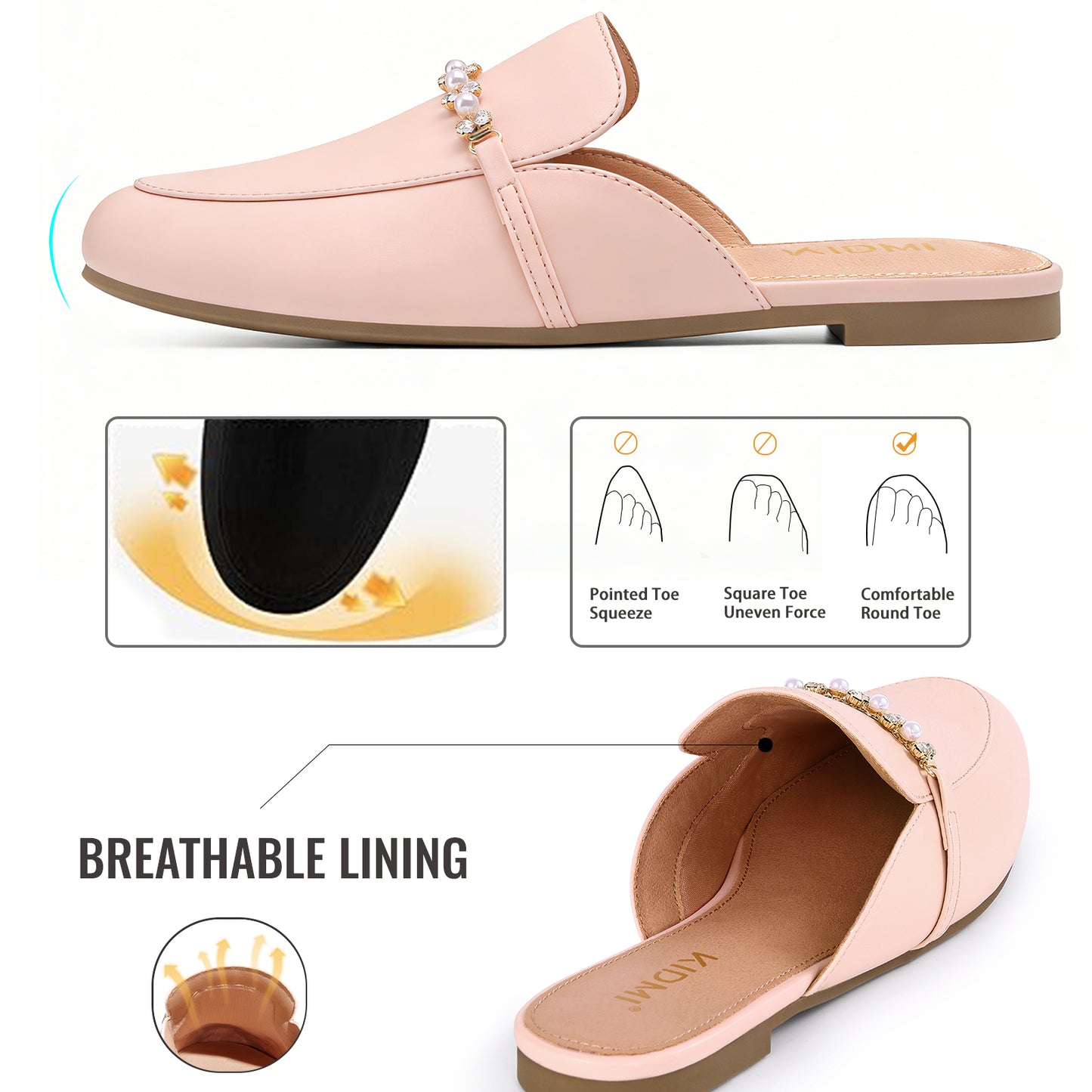 KIDMI Women's Buckle Mules Comfortable Dressy Flats Business Casual Loafers Slip On, Backless