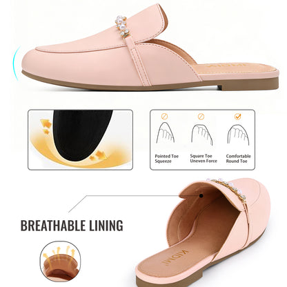 KIDMI Women's Buckle Mules Comfortable Dressy Flats Business Casual Loafers Slip On, Backless