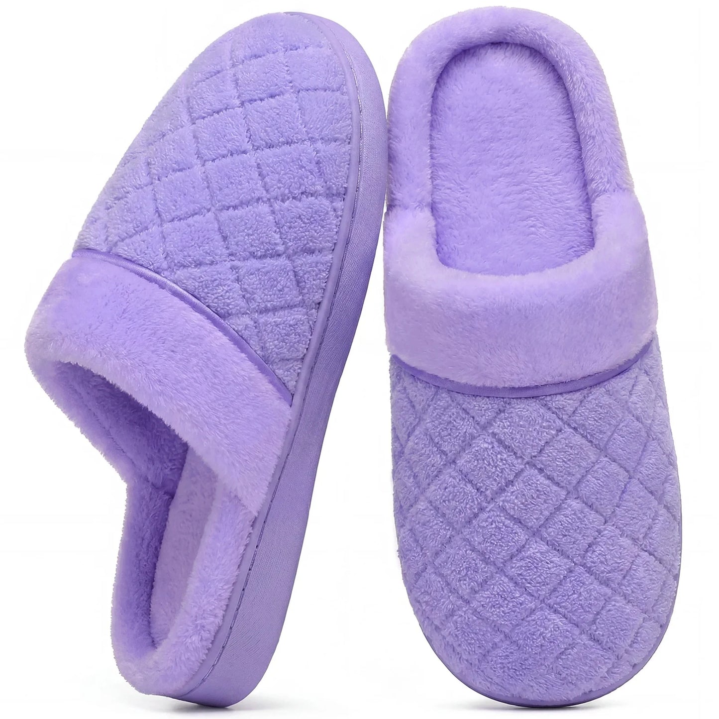 Litfun House Slippers for Women Men Cozy Memory Foam Slippers Warm Non-Slip House Shoes, Purple