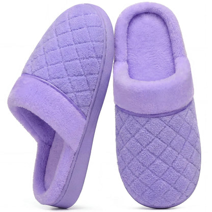 Litfun House Slippers for Women Men Cozy Memory Foam Slippers Warm Non-Slip House Shoes, Purple