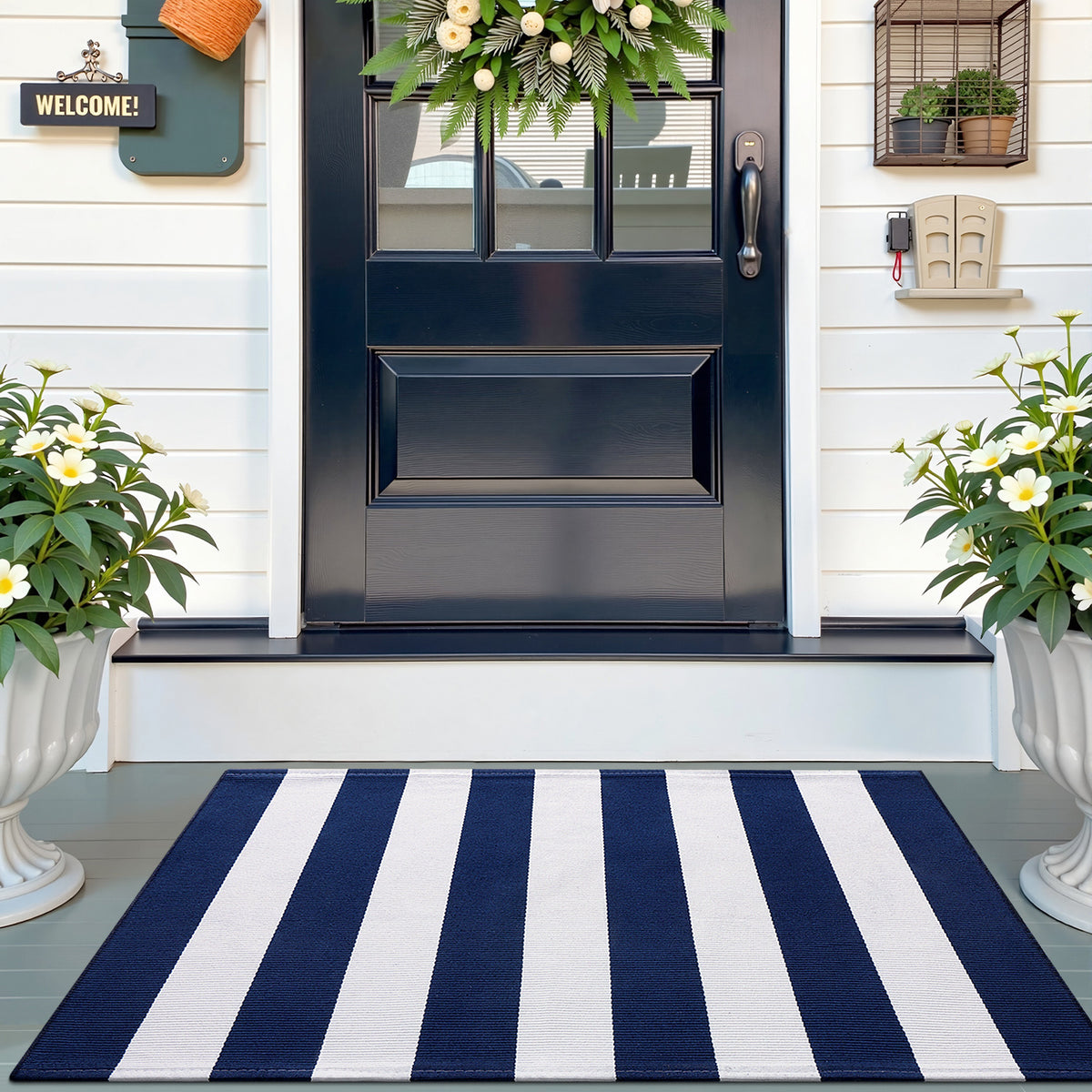 Buganda Black and White Striped Area Rug