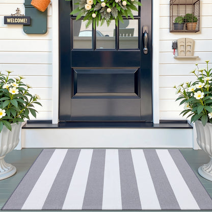 Buganda Black and White Striped Area Rug