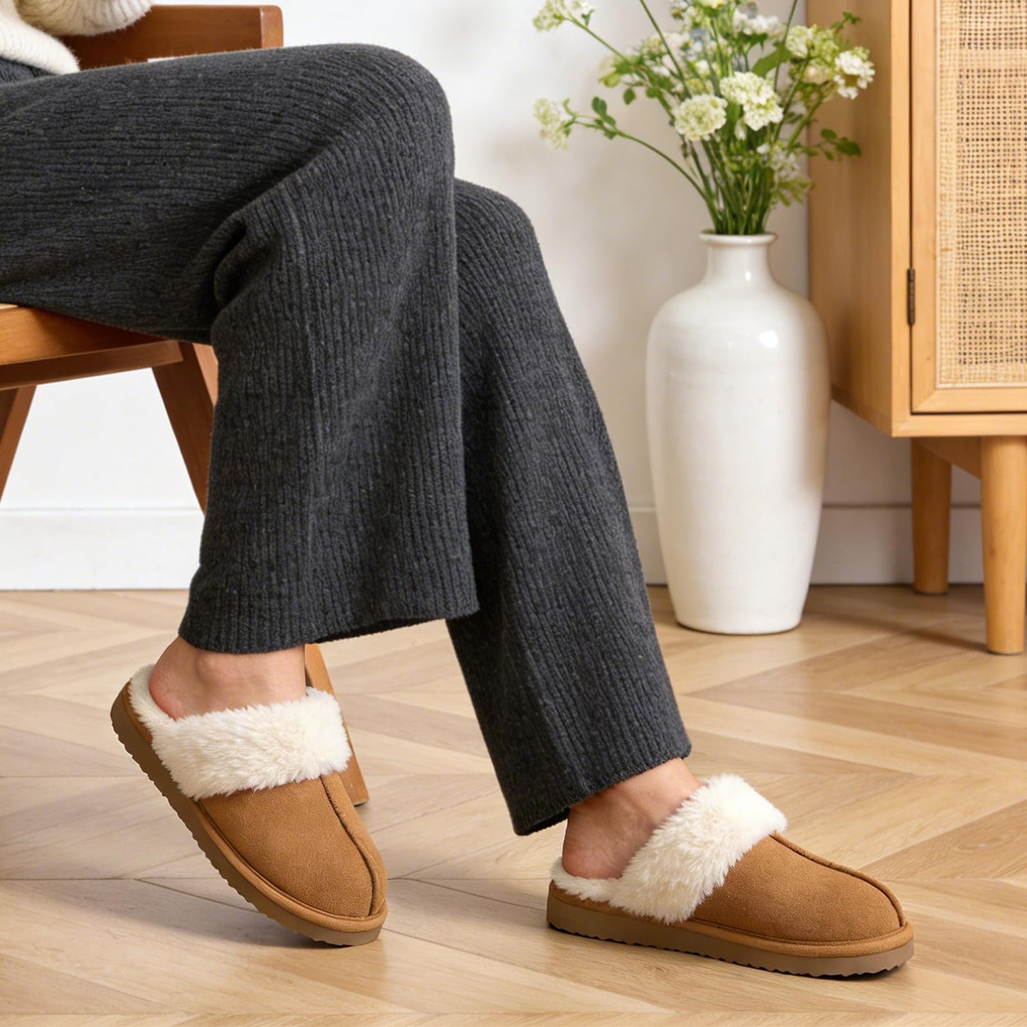 Litfun Women's Fuzzy Memory Foam Slippers Fluffy Winter House Shoes Indoor and Outdoor