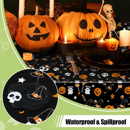 decorUhome Disposable Halloween Tablecloth - 6 Pack, Pumpkin Skull