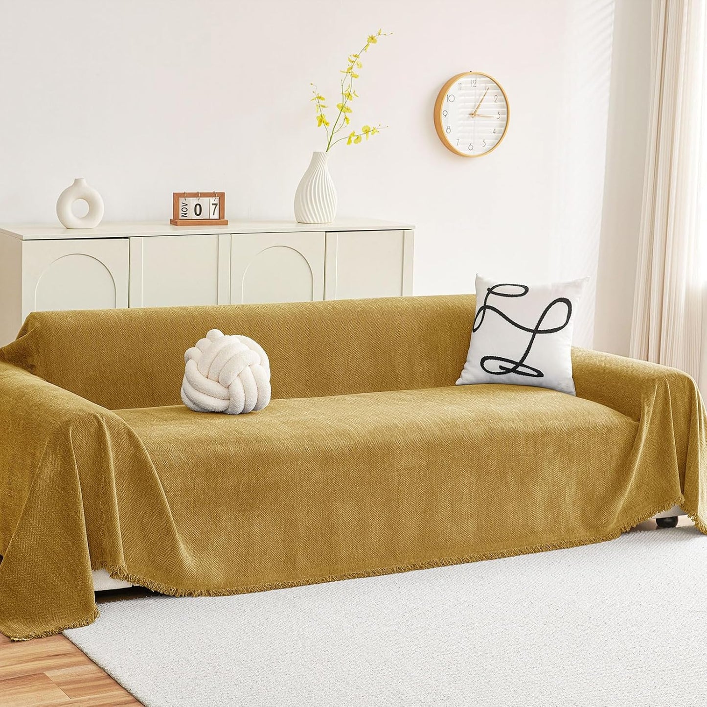 decorUhome Sofa cover for 3-Cushion Couch