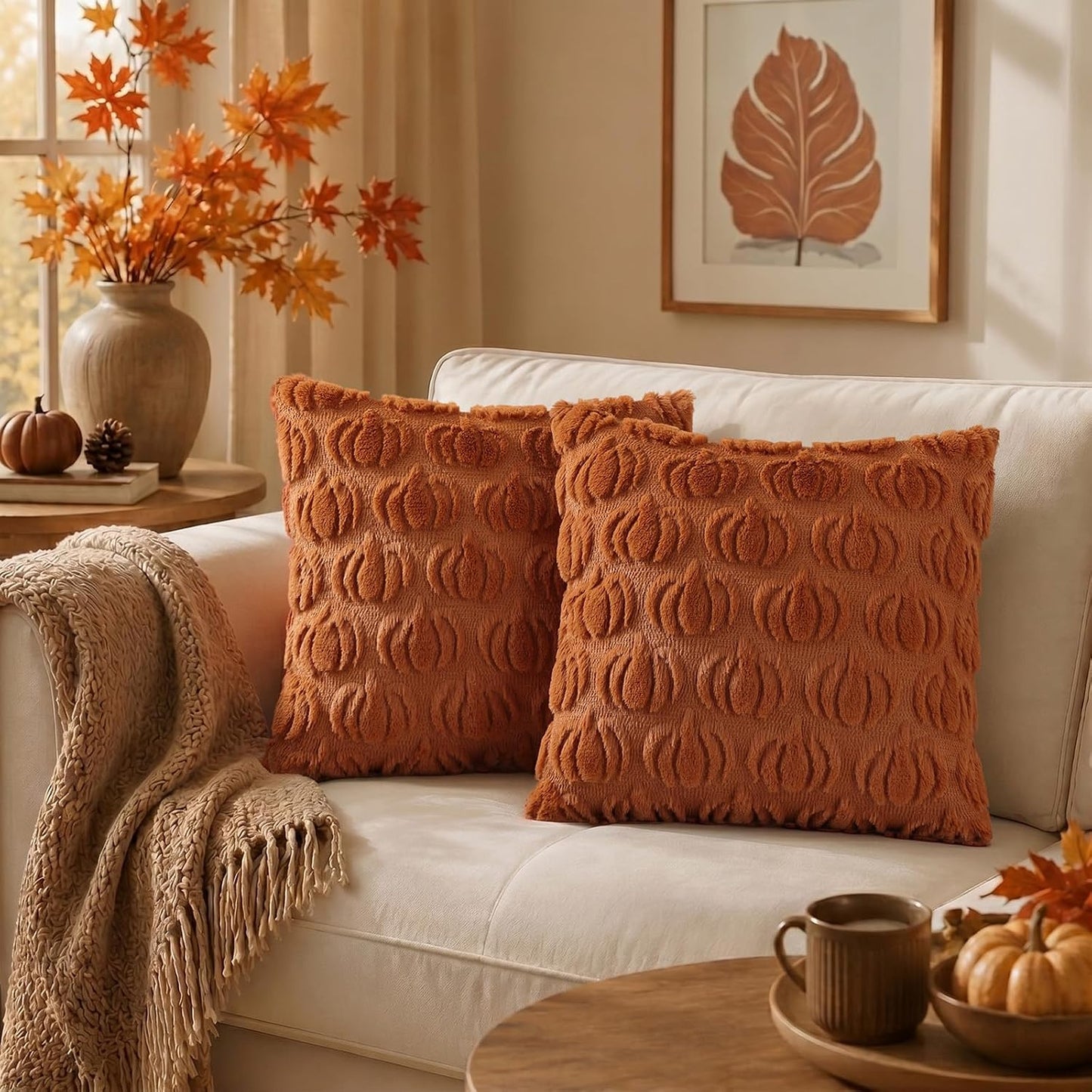 decorUhome Fall Throw Pillow Covers 18x18 Pack of 2,