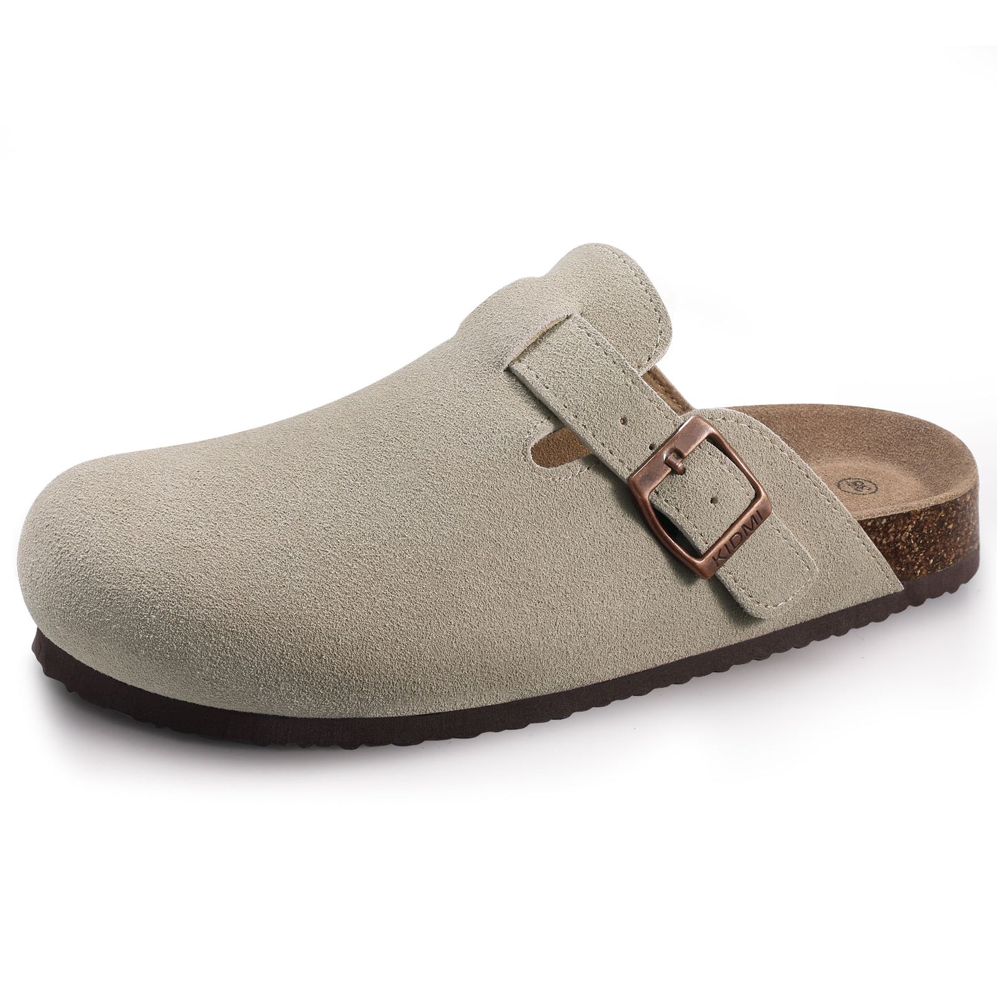KIDMI Genuine Suede Clogs for Women Men Cork Footbed Sandals Leather Mules Potato Shoes with Arch Support