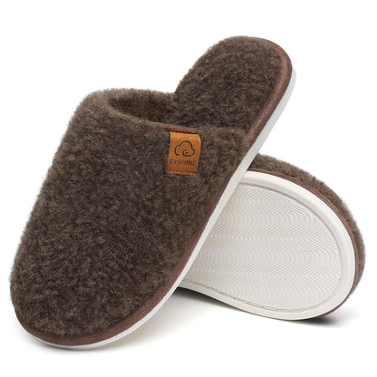 Comwarm Fuzzy Slippers for Women, Cozy Warm Winter Memory Foam Slip On House Shoes for Indoor and Outdoor, Light Brown
