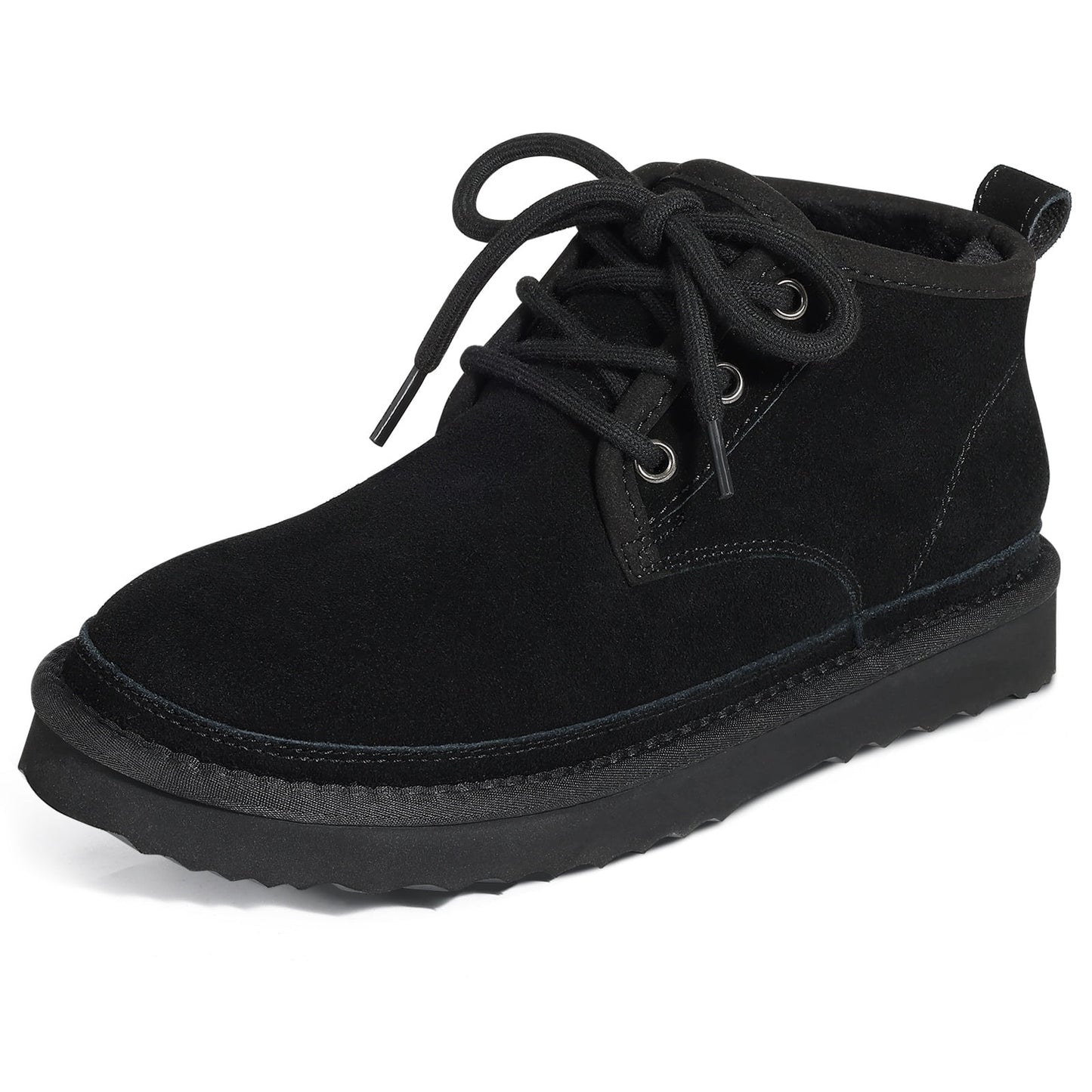 Smile Popcorn Snow Boots for Women Winter Suede Boots Fur Lined Ankle Boots Warm Lace Up Booties