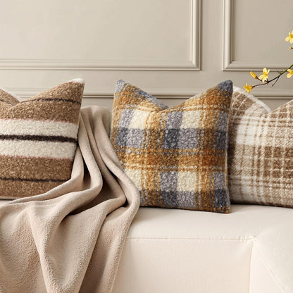decorUhome 16x16 Inch Pack of 2 Boho Plaid Textured Pillow Covers