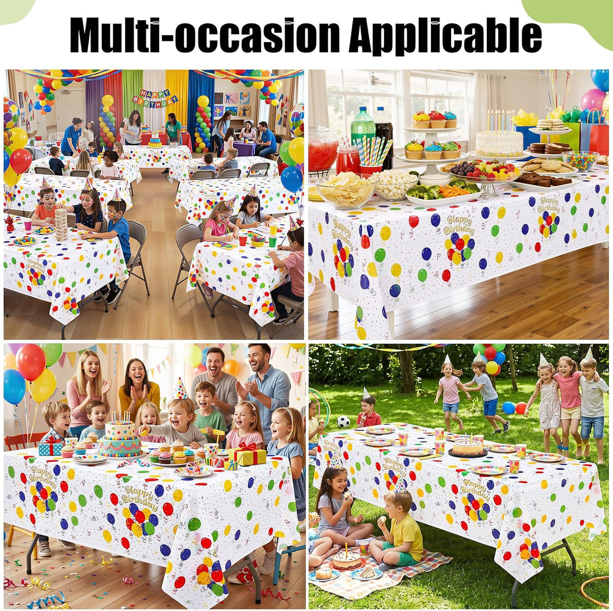 decorUhome Disposable Halloween Tablecloth - 6 Pack, Colorful Balloons