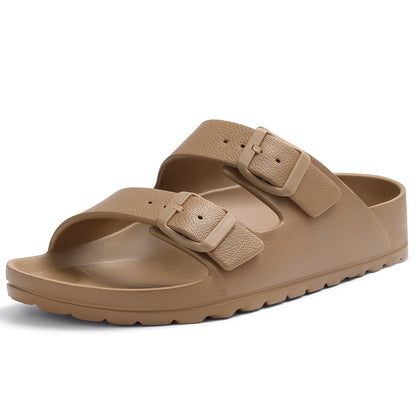 shevalues Women's Comfort Sandals with Medium Arch Support Double Buckle Adjustable EVA Slides for Summer Beach