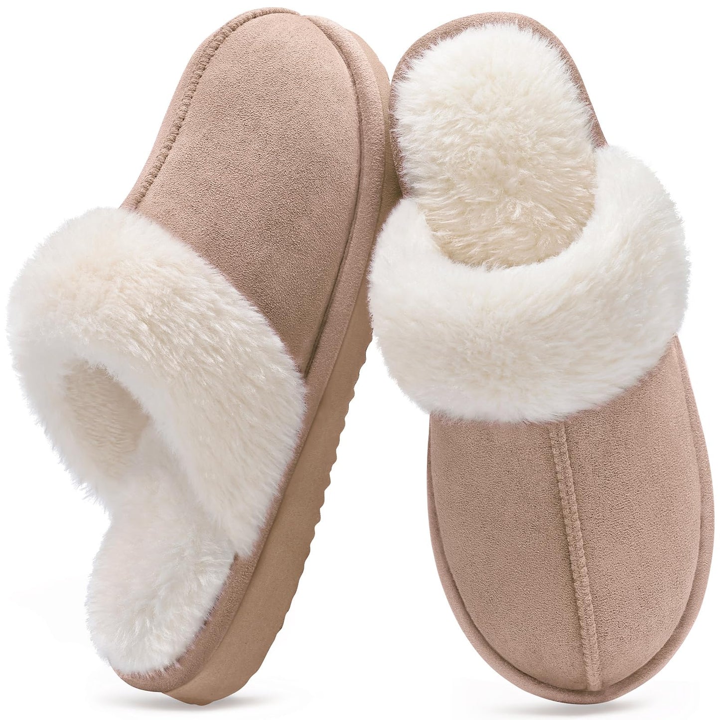 Crestar Women's Fuzzy Slippers with Memory Foam, Winter Warm Slip on House Shoes Indoor and Outdoor,