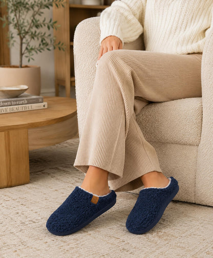 Evshine Memory Foam Fuzzy Slippers for Women Curly Fleece House Shoes Cozy Warm Indoor Slip on