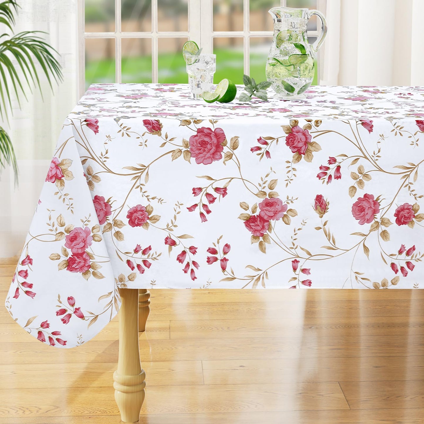 decorUhome Vinyl Tablecloth with Flannel Backing Rectangle