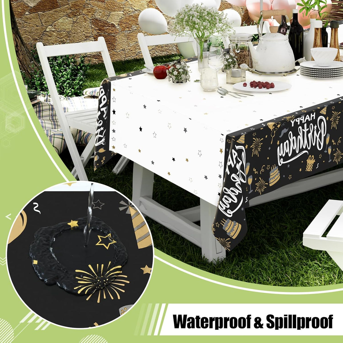 decorUhome Disposable Halloween Tablecloth - 6 Pack, Happy Birthday