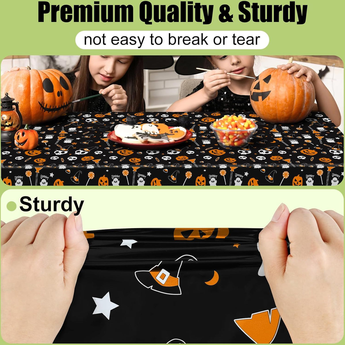 decorUhome Disposable Halloween Tablecloth - 6 Pack, Pumpkin Skull